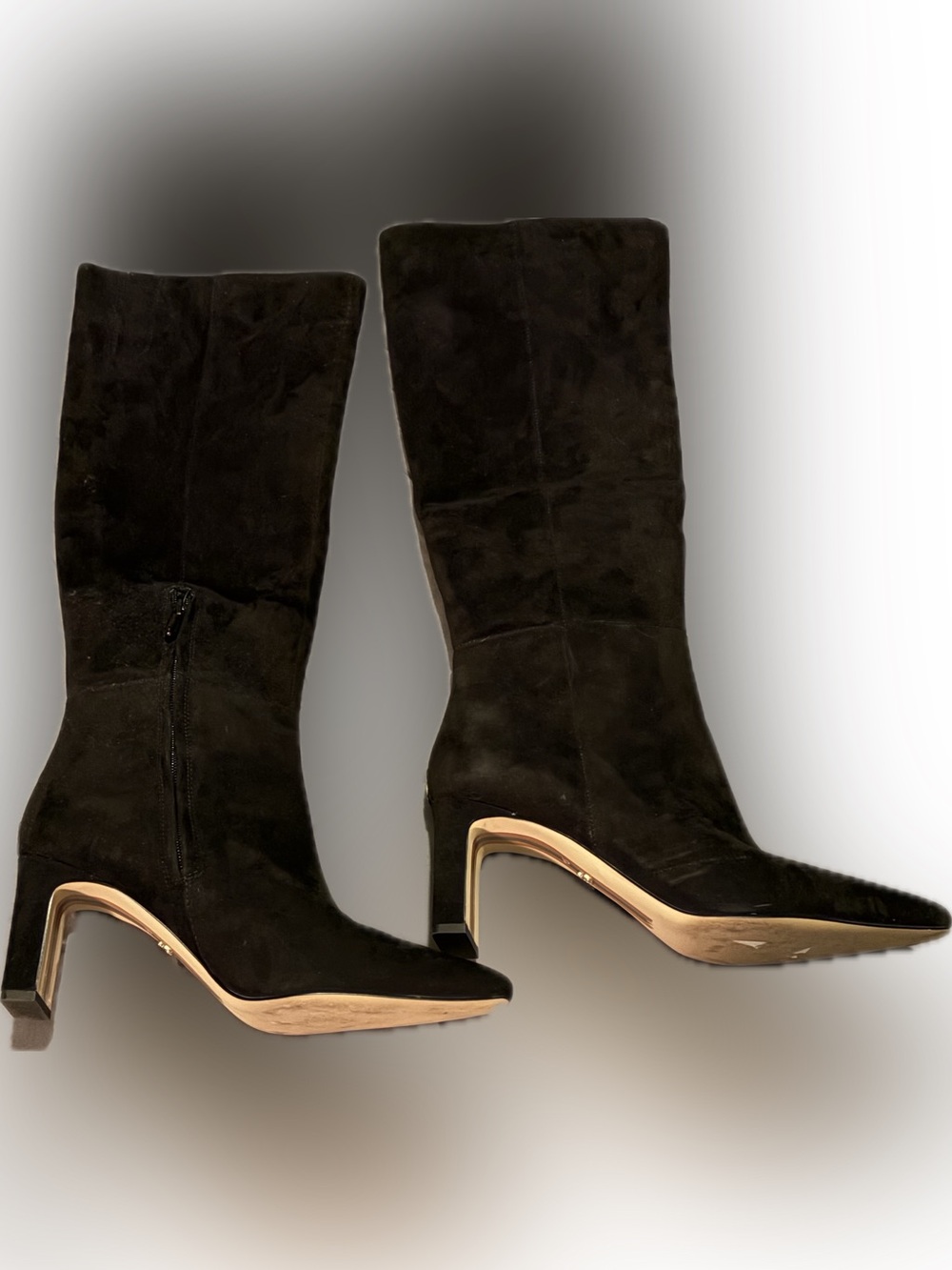 Sam Edelman Black Suede Mid-Calf Heeled Boots
